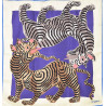 Foulard en soie Tigres bleu ivoire