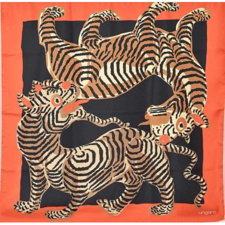 Foulard en soie Tigres noir rouge