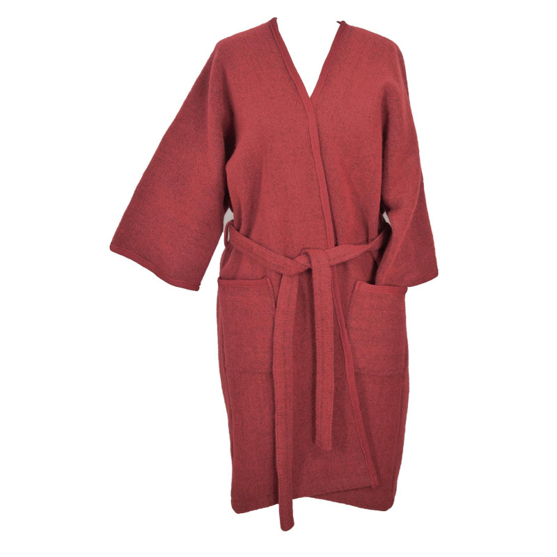 Robe de chambre femme laine et acrylique rouge
