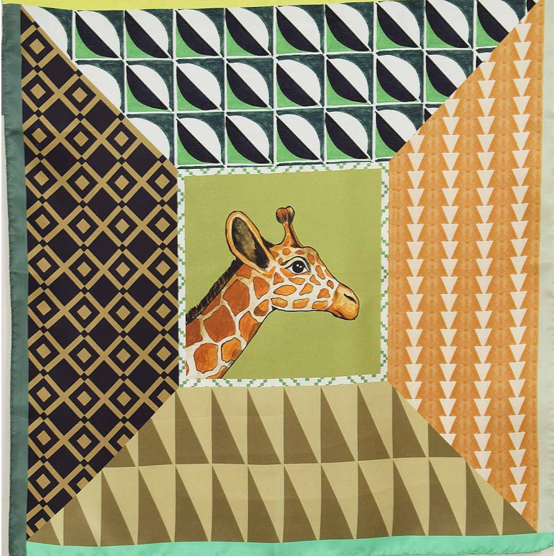 Foulard soie Girafe vert