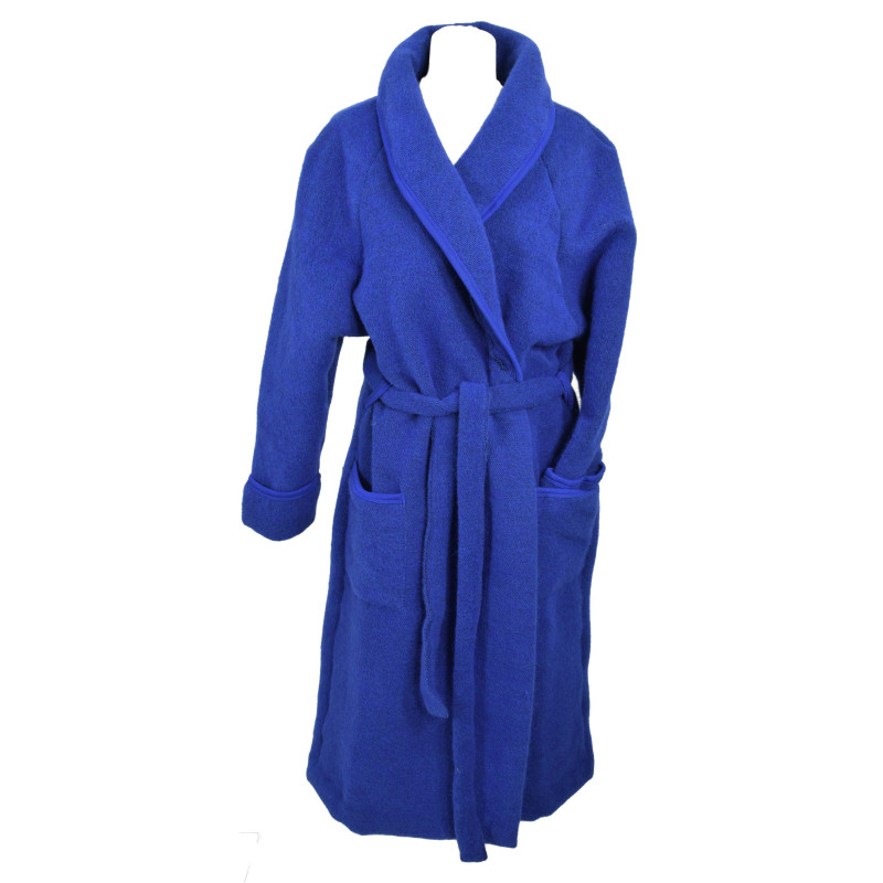Robe de chambre femme laine et acrylique bleue