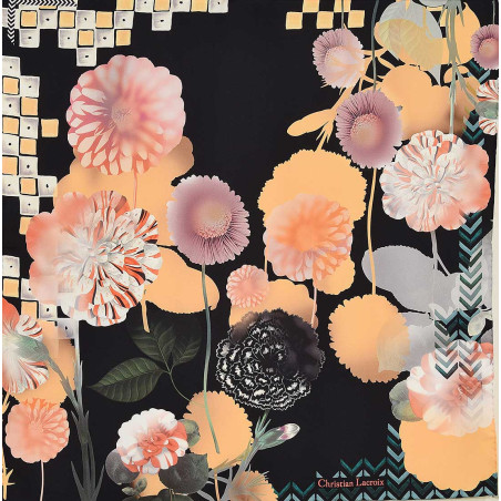 Foulard en soie In carnations noir