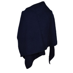 Cape poncho laine des Pyrénées bleu marine