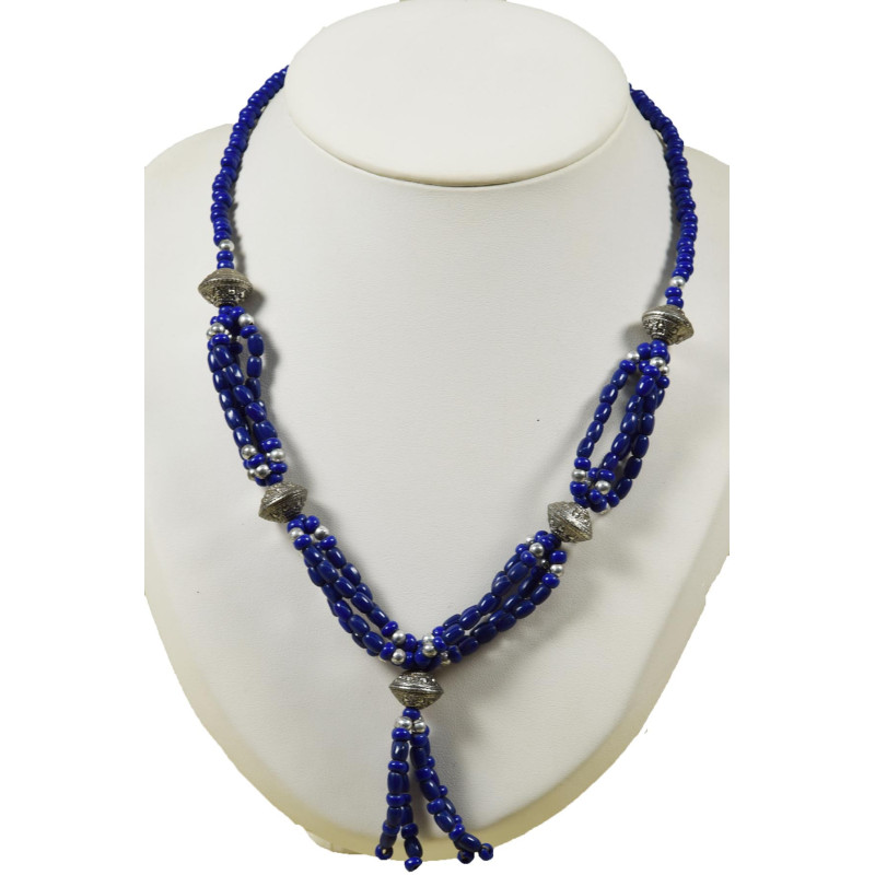 Collier Perles bleu roi