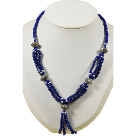 Collier Perles bleu roi