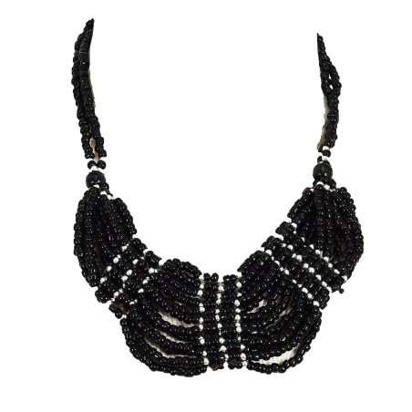 Collier multirangs Perles noir