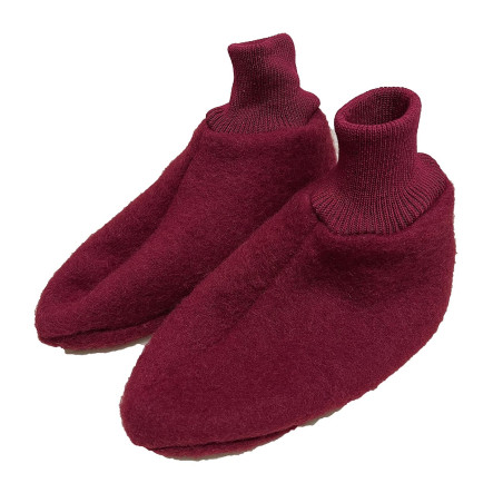 Chaussons laine des Pyrénées rouge bordeaux