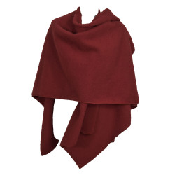 Cape poncho laine des Pyrénées rouge bordeaux