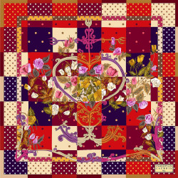 Foulard en soie Heart check rouge