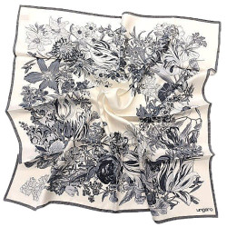 Foulard en soie Fleurs gris