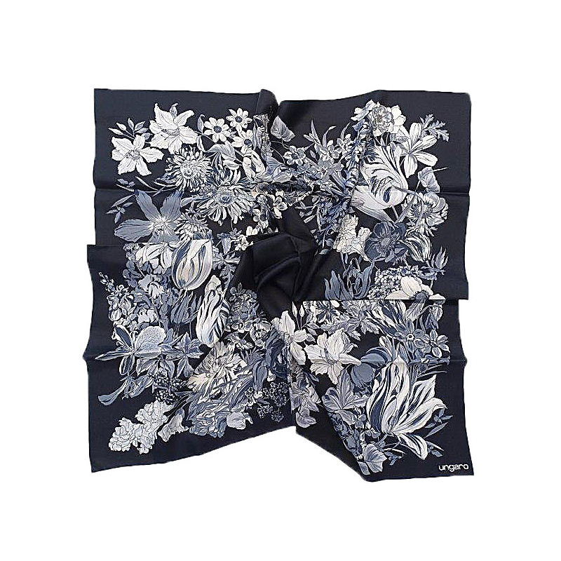 Foulard en soie Fleurs noir