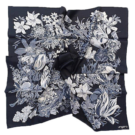 Foulard en soie Fleurs noir