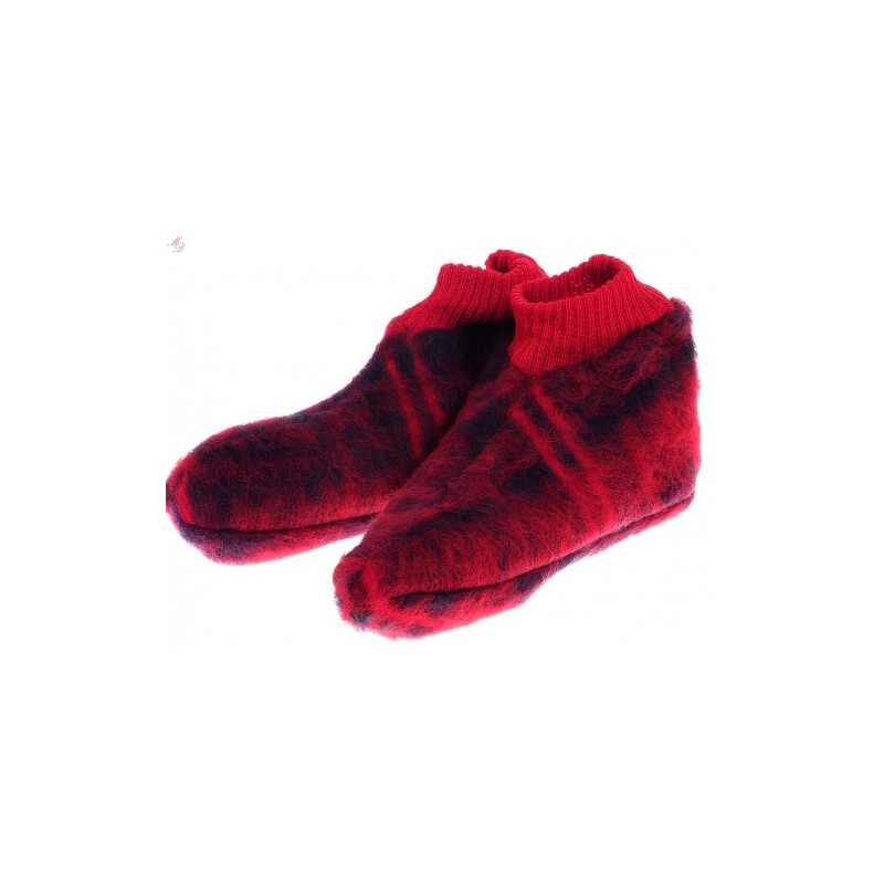 Chaussons laine des Pyrénées écossais rouge