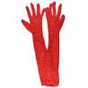 Gants longs dentelle rouge