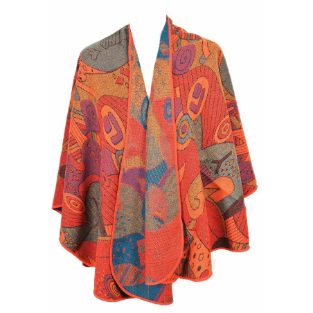 Cape poncho Picasso rouge